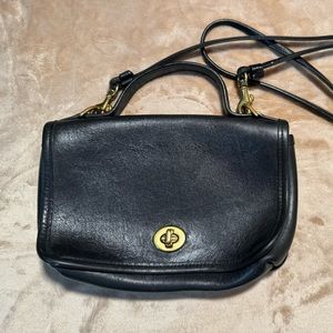 Vintage mini leather bag in black